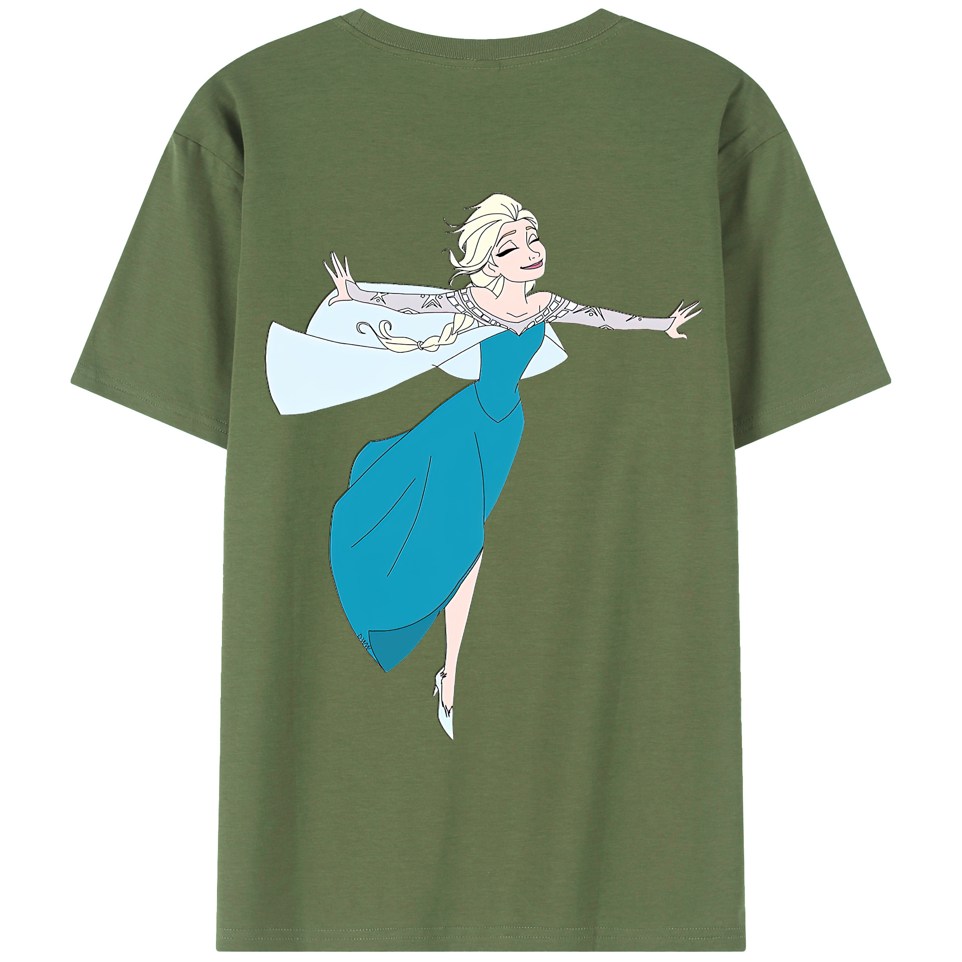 （画像用） アナと雪の女王 アンナ エルサ Frozen Anna Elsa 綿100％ メンズ半袖Tシャツ（バックプリント） 通気性
